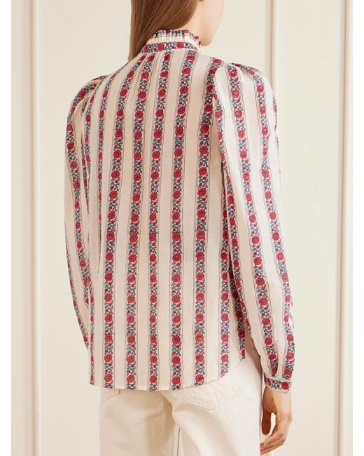 Alix Of Bohemia Pink Annabel Roseband Striped Floral-Print Cotton And Silk-Blend Shirt