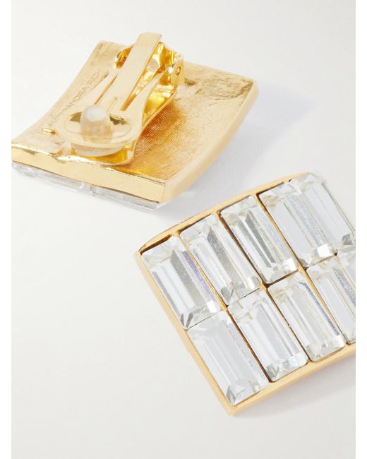 Alessandra Rich Natural Goldfarbene Ohrclips Mit Kristallen