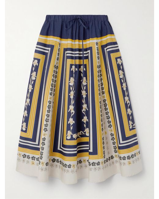 Jupe Midi En Popeline De Coton Imprimée LaDoubleJ en coloris Blue