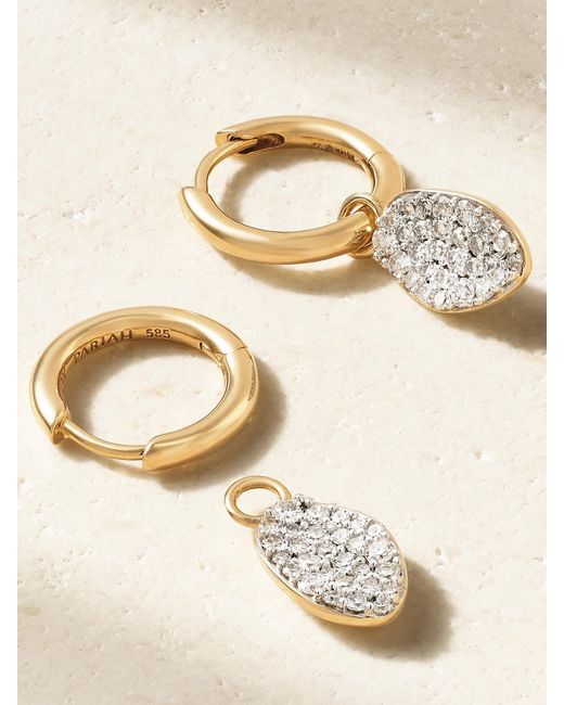 BY PARIAH Natural Cluster 14-Karat Recycled Diamond Hoop Earrings