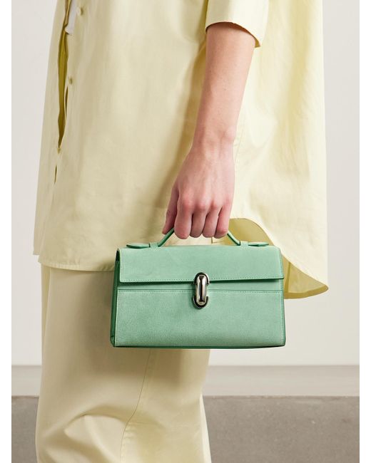 SAVETTE Green Symmetry Pochette Tote Aus Veloursleder