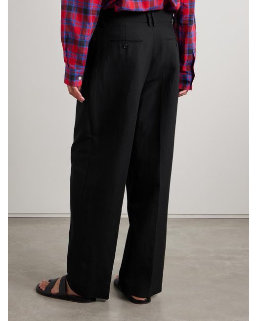 The Row Black Lilas Pleated Wool-Blend Twill Tapered Pants