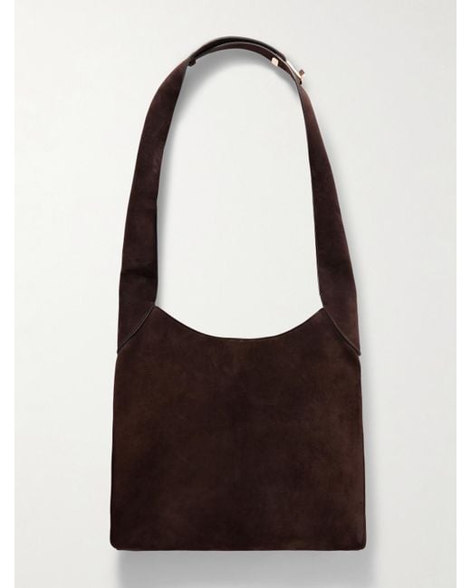 Gabriela Hearst White Kleine Schultertasche Aus Veloursleder