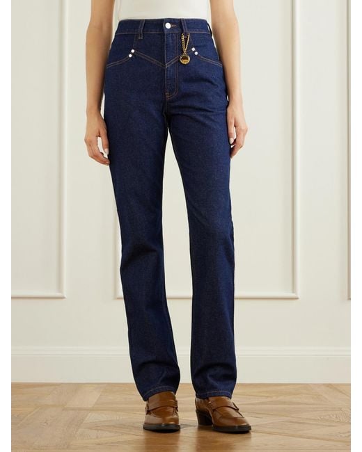 Stella McCartney Blue High-Waist Straight-Leg Jeans