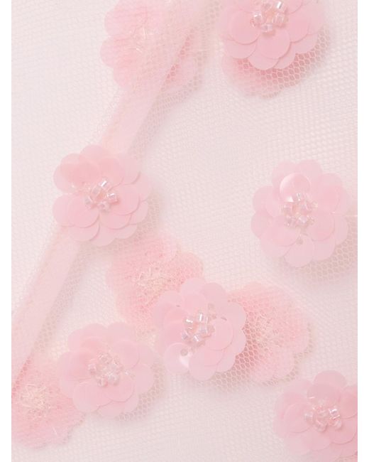 CECILIE BAHNSEN Pink Gus Embellished Tulle Midi Skirt