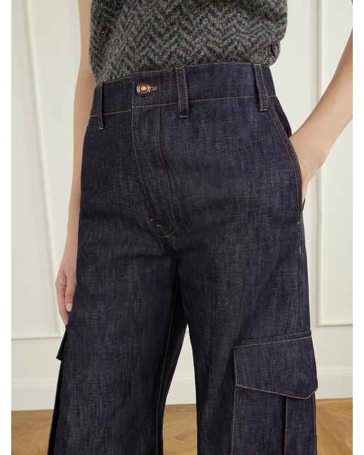 Gabriela Hearst Blue Eos Cotton And Linen-Blend Wide-Leg Pants