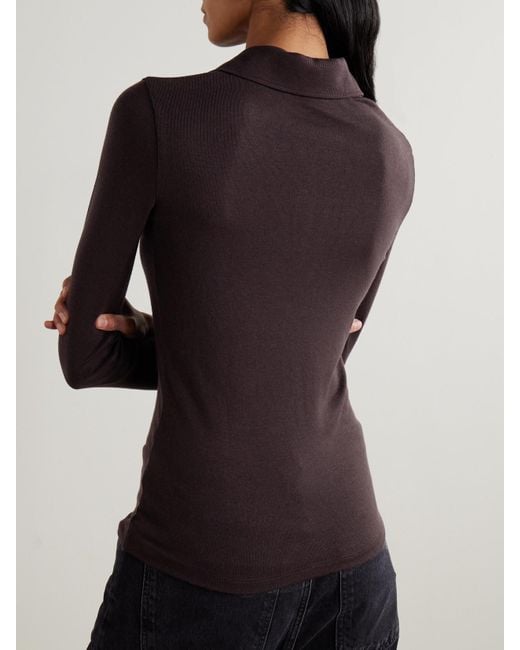 Agolde Brown Amos Stretch-Lyocell Polo Shirt