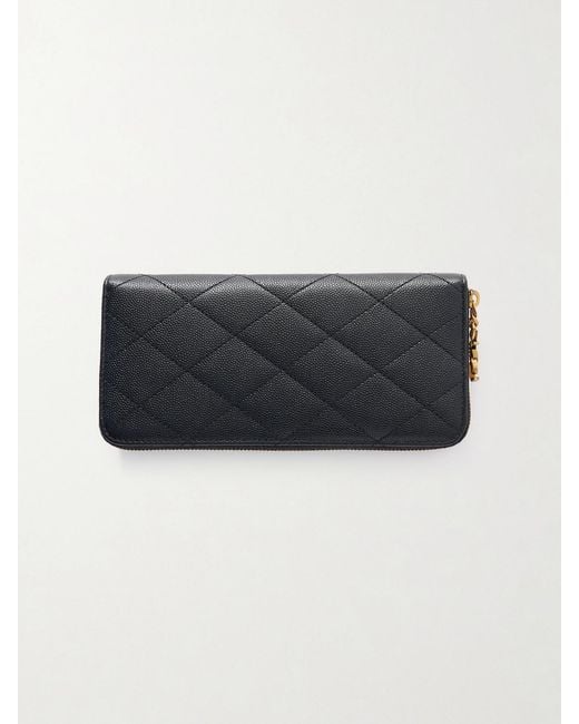 Saint Laurent Black Quilted Textured-Leather Wallet