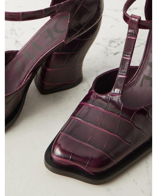 Loewe Red Onda Pumps Aus Leder Mit Krokodileffekt
