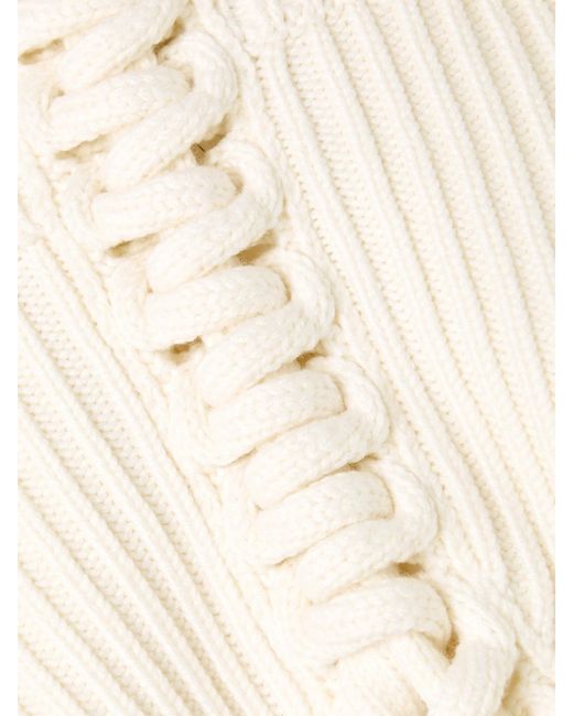 Alaïa Natural Lace-Up Ribbed Wool Sweater