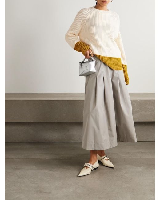 Marni Natural Two-Tone Ribbed Wool Sweater