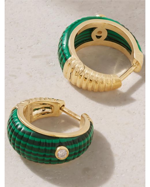 Yvonne Léon Green Berlingot 9-Karat, Malachite And Topaz Earrings