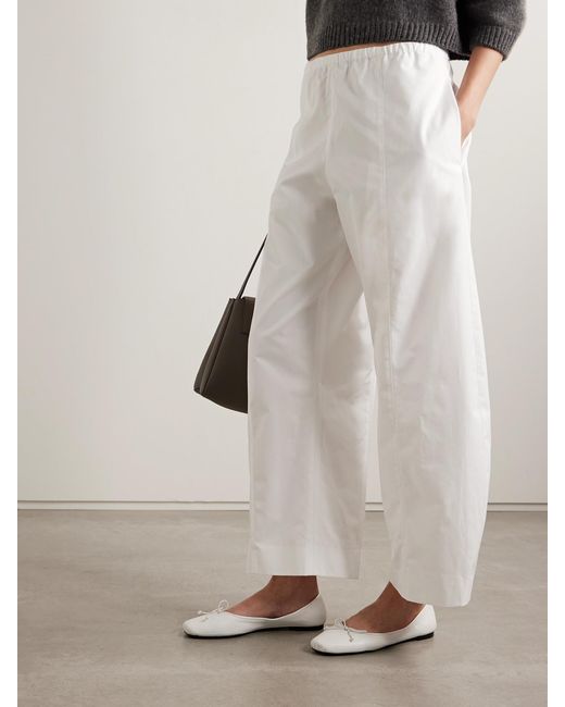 Khaite White Charlotte Leather Ballet Flats