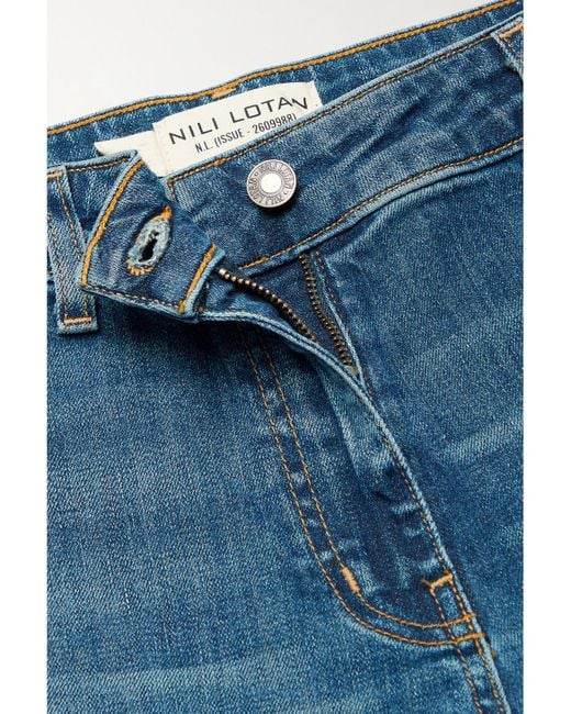 Nili Lotan Blue Megan High-Rise Wide-Leg Jeans