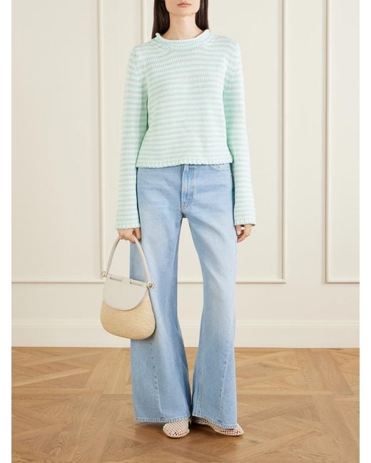 La Ligne Blue Mini Marina Cropped Striped Cotton Sweater