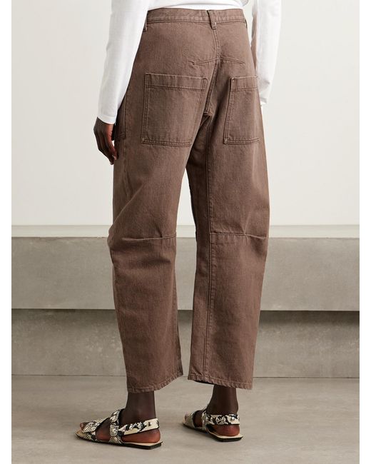 Nili Lotan Brown Shon Mid-Rise Barrel-Leg Jeans