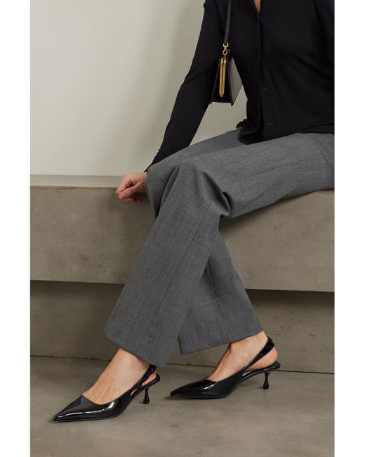 Jimmy Choo Black Amel 50 Logo-Embellished Patent-Leather Slingback Pumps