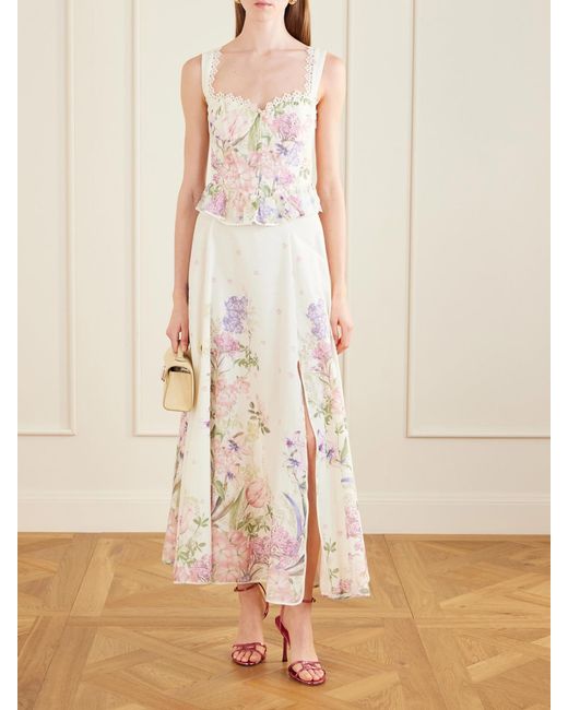 Charo Ruiz Pink Ventine Floral-Print Cotton-Blend Maxi Skirt