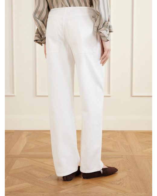 Still Here White Sport Low-Rise Wide-Leg Jeans