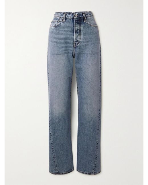 Totême Blue Twisted Seam High-Rise Straight-Leg Jeans