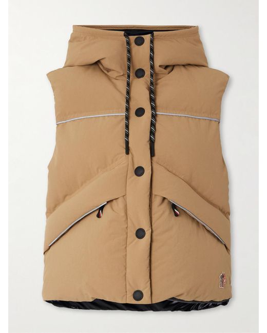 Moncler Natural Arolla Hooded Appliquéd Quilted Shell Down Vest