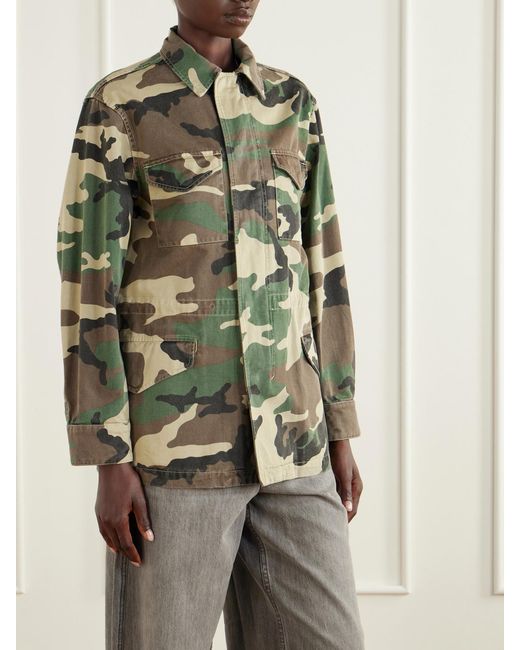 Nili Lotan Green Sacha Camouflage-Print Cotton-Drill Jacket