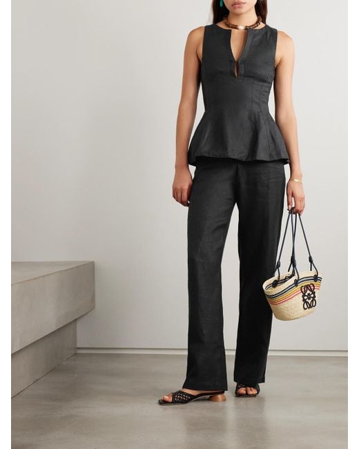 Faithfull The Brand Black Sanne Hose Mit Geradem Bein Aus Leinen