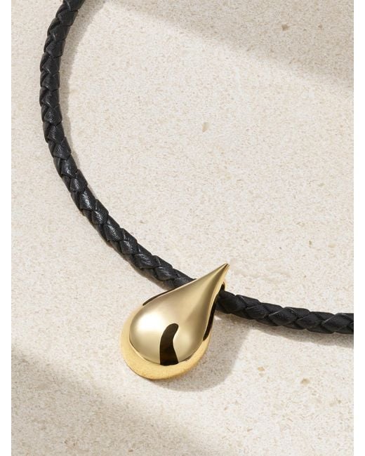 Mateo Natural Water Droplet Leather And 14-Karat Necklace