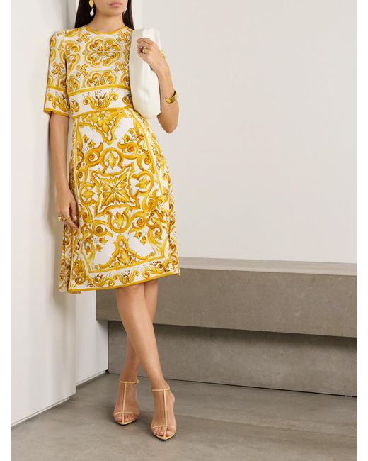 Dolce & Gabbana Yellow Dress With 'Majolica' Print