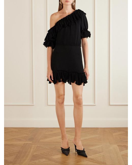 Saint Laurent Black Robe Mousseline Crepe Silk Dress