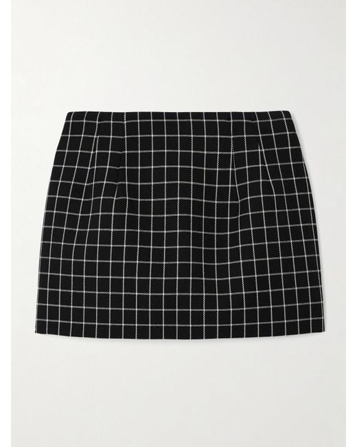 Wardrobe NYC Black Contour Checked Wool-Twill Mini Skirt