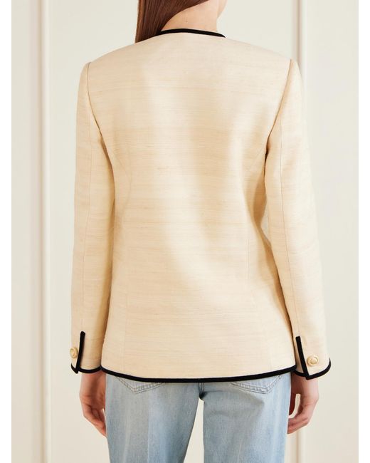 Valentino Garavani Natural Silk And Linen-Blend Canvas Jacket