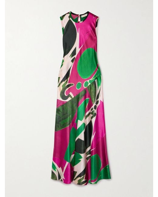 Ulla Johnson White Lee Krasner Gaea Maxikleid Aus Bedruckter Seiden-Charmeuse