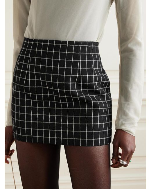 Wardrobe NYC Black Contour Checked Wool-Twill Mini Skirt