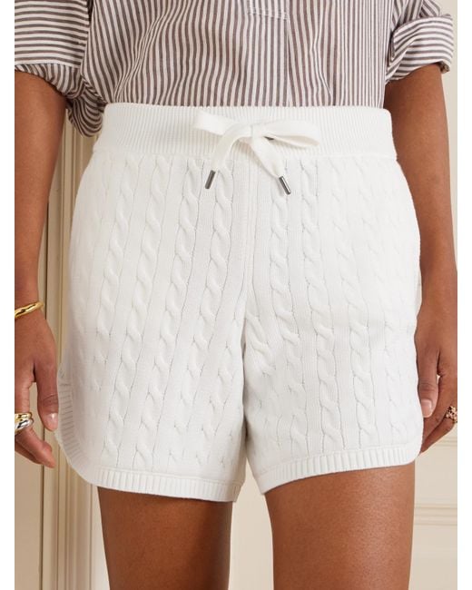 Brunello Cucinelli White Cable-Knit Cotton Shorts