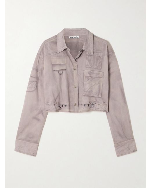 Acne White Verkürztes Hemd Aus Baumwolle Mit Print