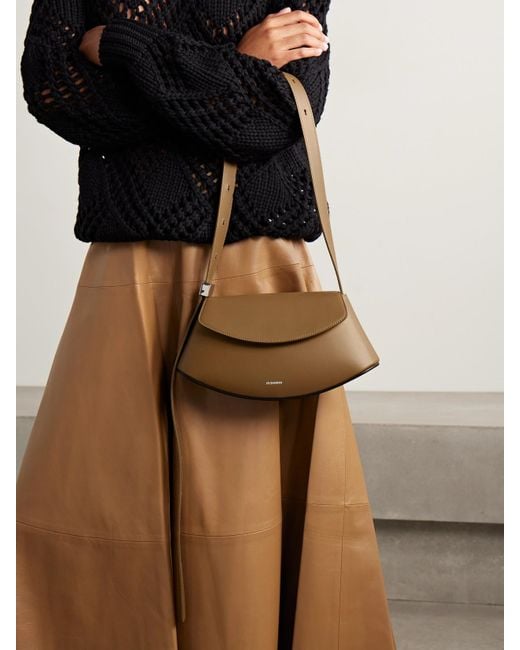 Jil Sander Natural Kleine Schultertasche Aus Leder