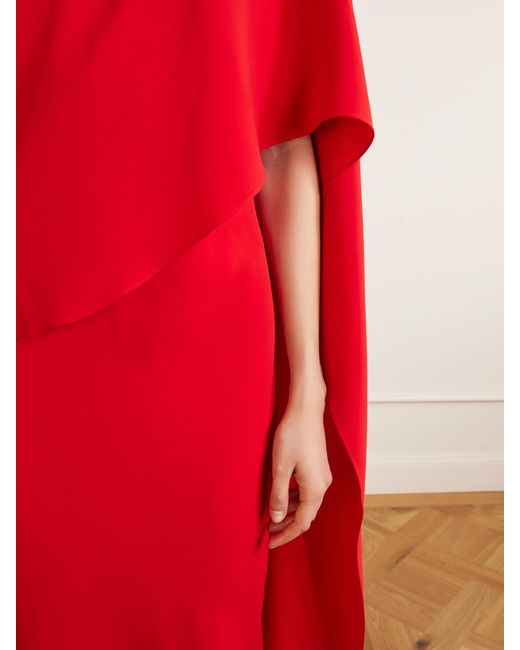 Heirlome Red Clementine Draped Silk-Crepe Maxi Dress