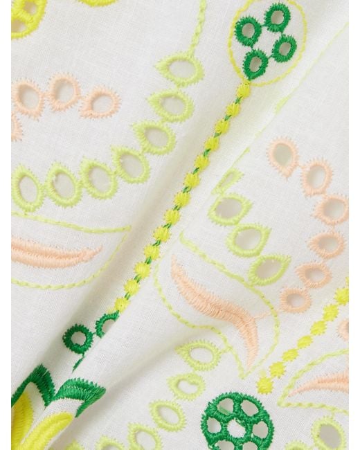 Charo Ruiz Green Mason Scalloped Broderie Anglaise Cotton-Blend Shorts