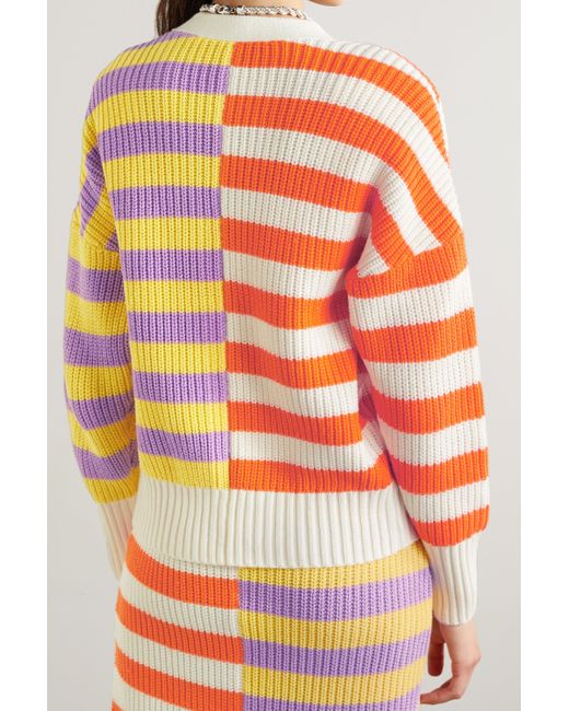 STAUD Denim Essex Striped Ribbed Cotton 