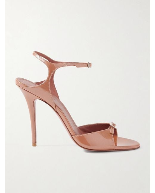 AMINA MUADDI Pink Adut Crystal-Embellished Buckled Patent-Leather Sandals