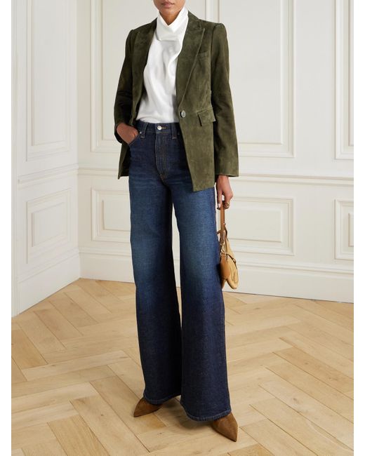 Veronica Beard Green Duane Dickey Blazer Aus Veloursleder
