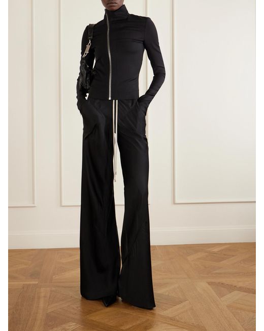 Rick Owens Blue Gary Frayed Wool-Blend Jersey Jacket