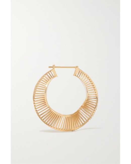 L'Atelier Nawbar Natural Twisted Waves 18-Karat, Enamel And Diamond Hoop Earrings
