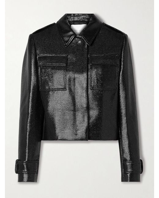 Veronica de Piante Black Frankie Wool-Blend Twill Jacket