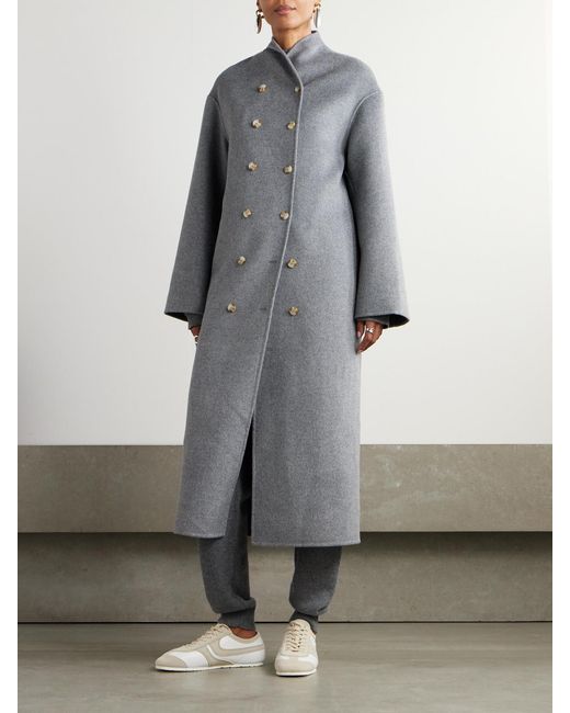 Loulou de Saison Gray Amory Double-Breasted Wool And Cashmere-Blend Coat