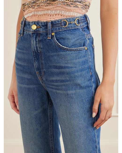 Ulla Johnson Blue The Colette Embellished High-Rise Straight-Leg Jeans