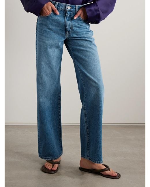 SLVRLAKE Denim Blue Jazmine Mid-Rise Straight-Leg Jeans