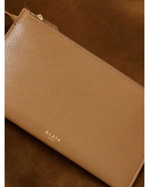 Alaïa Brown Hip Large Leather-Trimmed Suede Bucket Bag