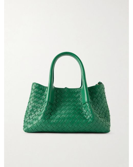 Bottega Veneta Green Pinacoteca Small Intrecciato Leather Tote